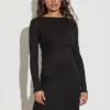 Urban Classics Damen Ribbed Mini Langarm Kleid Schwarz -Diven Art Verkäufe 18114064