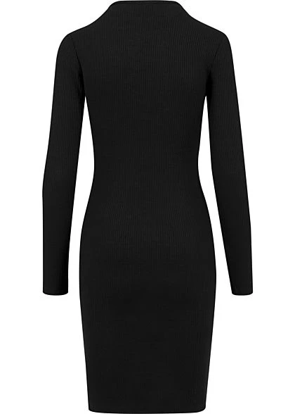 Urban Classics Damen Ribbed Mini Langarm Kleid Schwarz 6 Urban Classics Damen Ribbed Mini Langarm Kleid Schwarz – Bild 4