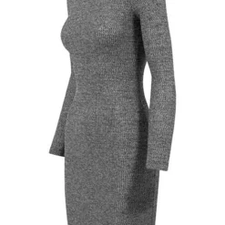 Urban Classics Damen Ribbed Mini Langarm Kleid Dunkel Grau -Diven Art Verkäufe 18114065 2