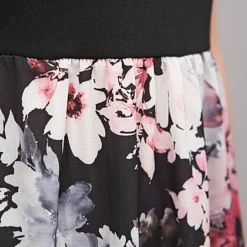 Cloud5ive Damen Maxi Kleid Blumen Muster Schwarz Weiss Rosa -Diven Art Verkäufe 19036294 2