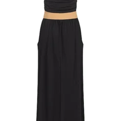 Cloud5ive Fashion Damen Longform Bandeau Kleid 2-Pockets Gürtel Schwarz -Diven Art Verkäufe 19056380 1
