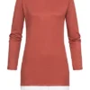 Styleboom Fashion Damen Blusen Kleid 2in1 Optik Copper Braun Weiss -Diven Art Verkäufe 20016014