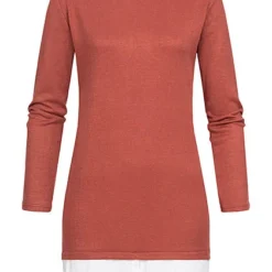 Styleboom Fashion Damen Blusen Kleid 2in1 Optik Copper Braun Weiss