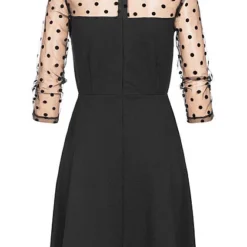 Styleboom Fashion Damen 3/4 Arm High-Neck Mini Kleid Mesh Punkte Schwarz -Diven Art Verkäufe 20026239 2