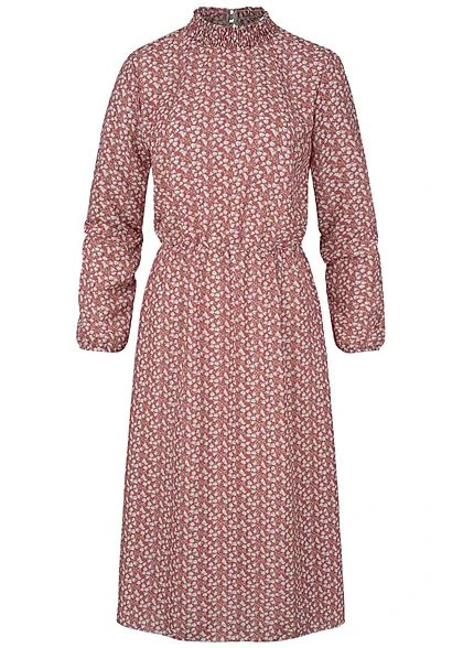 Styleboom Fashion Damen Choker Chiffon Midi Kleid Blumen Print Rot 3 Styleboom Fashion Damen Choker Chiffon Midi Kleid Blumen Print Rot