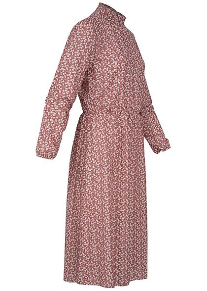 Styleboom Fashion Damen Choker Chiffon Midi Kleid Blumen Print Rot 4 Styleboom Fashion Damen Choker Chiffon Midi Kleid Blumen Print Rot – Bild 2