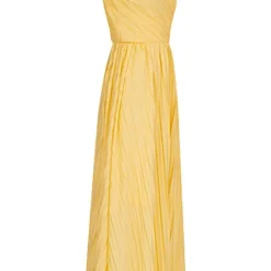 ONLY Damen V-Neck Maxi Kleid Wickeloptik Mit Falten 2-lagig Dusky Citron Gelb -Diven Art Verkäufe 20041815 1