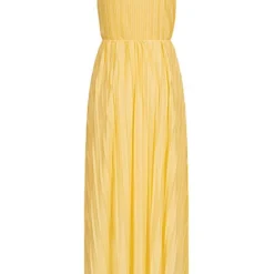 ONLY Damen V-Neck Maxi Kleid Wickeloptik Mit Falten 2-lagig Dusky Citron Gelb -Diven Art Verkäufe 20041815 2