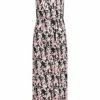 Vero Moda Damen V-Neck Maxi Kleid Schlitz Seitlich Blumen Print Schwarz Rosa Weiss -Diven Art Verkäufe 20052474