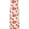 JACQUELINE DE YONG JDY By ONLY Damen V-Neck Maxi Kleid Mit Bindegürtel Blumen Muster Shell Rosa