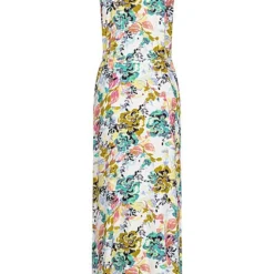 JACQUELINE DE YONG JDY By ONLY Damen V-Neck Maxi Kleid Mit Bindegürtel Floraler Print Cloud Dancer Weiss Mc -Diven Art Verkäufe 20052521 2