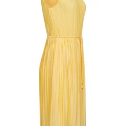 ONLY Damen Plissee Falten Kleid Inkl. Bindegürtel 2-lagig Dusky Citron Gelb -Diven Art Verkäufe 20052602 1