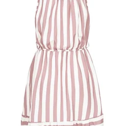 Fresh Lemons Damen Mini Kleid Inkl. Bindegürtel Streifen Muster Weiss Rosa -Diven Art Verkäufe 20055051 2