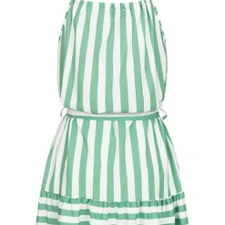 Fresh Lemons Damen Kleid Inkl. Bindegürtel Streifen Muster Mint Grün Weiss -Diven Art Verkäufe 20055117 2