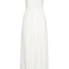 Hailys Damen V-Neck Maxi Krepp Kleid Häkelbesatz Oben 2-lagig Weiss -Diven Art Verkäufe 20062857