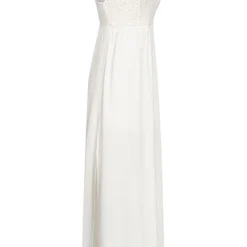 Hailys Damen V-Neck Maxi Krepp Kleid Häkelbesatz Oben 2-lagig Weiss -Diven Art Verkäufe 20062857 1