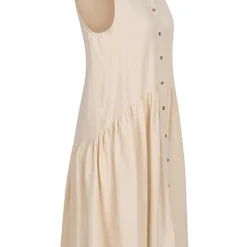 ONLY Damen Leinen Puffer Kleid Knopfleiste Moonbeam Beige -Diven Art Verkäufe 20063160 1