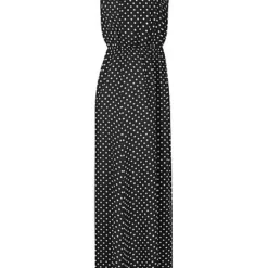Fresh Lemons Damen Viskose Maxi Kleid Taillengummibund Punkte Muster Schwarz Weiss -Diven Art Verkäufe 20065168 1