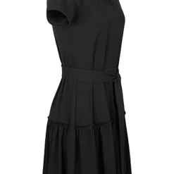 Fresh Lemons Damen V-Neck Mini Puffer Kleid Bindegürtel Inkl. Schwarz -Diven Art Verkäufe 20065217 1