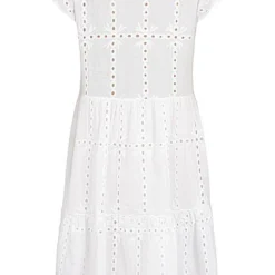 Hailys Damen Kleid Frill Ärmel Lochmuster Weiss -Diven Art Verkäufe 20073482 2