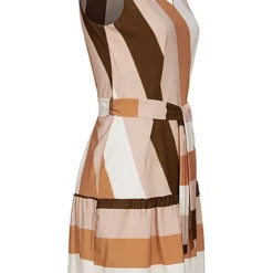 Styleboom Fashion Damen V-Neck Midi Kleid Bindegürtel Streifen Muster Beige Schwarz 6 Styleboom Fashion Damen V-Neck Midi Kleid Bindegürtel Streifen Muster Beige Schwarz -Diven Art Verkäufe 20086358 1