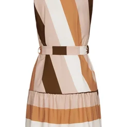 Styleboom Fashion Damen V-Neck Midi Kleid Bindegürtel Streifen Muster Beige Schwarz 7 Styleboom Fashion Damen V-Neck Midi Kleid Bindegürtel Streifen Muster Beige Schwarz -Diven Art Verkäufe 20086358 2