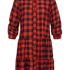 Styleboom Fashion Damen Oversized Flanell Crepe Kleid Karo Muster Rot Schwarz -Diven Art Verkäufe 20096420