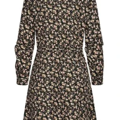 ONLY Damen NOOS V-Neck Krepp Tunika Kleid Taillenzug Blumen Muster Schwarz Grün -Diven Art Verkäufe 20104733 2