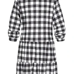 Styleboom Fashion Damen Oversized Flanell Crepe Kleid Schwarz Weiss -Diven Art Verkäufe 20106433 2