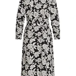 JACQUELINE DE YONG JDY By ONLY Damen Midi Longform Kleid Rosen Print Inkl Bindegürtel Schwarz Weiss -Diven Art Verkäufe 20110132 2