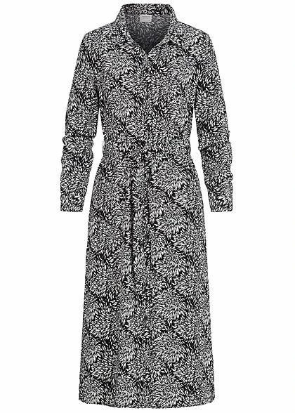 JACQUELINE DE YONG JDY By ONLY Damen Midi Longform Kleid Floraler Print Inkl Bindegürtel Weiss Schwarz 3 JACQUELINE DE YONG JDY By ONLY Damen Midi Longform Kleid Floraler Print Inkl Bindegürtel Weiss Schwarz