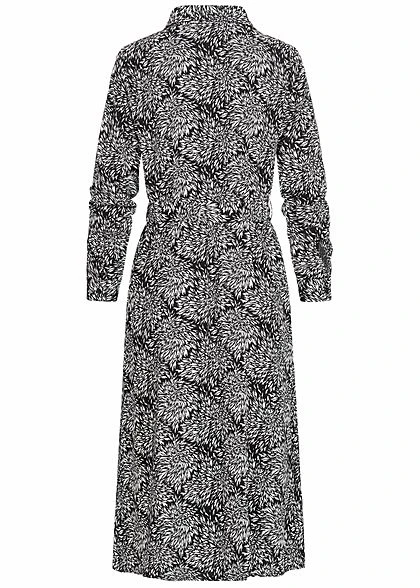 JACQUELINE DE YONG JDY By ONLY Damen Midi Longform Kleid Floraler Print Inkl Bindegürtel Weiss Schwarz 5 JACQUELINE DE YONG JDY By ONLY Damen Midi Longform Kleid Floraler Print Inkl Bindegürtel Weiss Schwarz – Bild 3