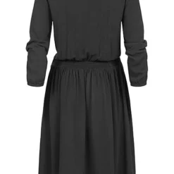 Tom Tailor Damen V-Neck Mini 3/4 Arm Krepp Kleid Mit Spitzendetails Tief Schwarz -Diven Art Verkäufe 20120448 2