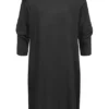 Tom Tailor Damen 3/4-Arm Mini Kleid Volantärmel Schwarz -Diven Art Verkäufe 21010009
