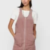 JACQUELINE DE YONG JDY By ONLY Damen Mini Cord Jeans Kleid Mit Zipper Vone 2-Pockets Woodrose Rosa -Diven Art Verkäufe 21010090
