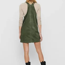 JACQUELINE DE YONG JDY By ONLY Damen Mini Cord Jeans Kleid Mit Zipper Vone 2-Pockets Kalamata Oliv Grün -Diven Art Verkäufe 21010091 2