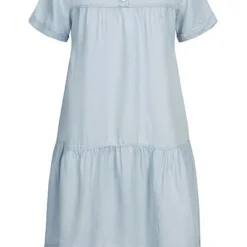 Stitch & Soul Damen Midi Puffer Kleid Knopfleiste Hinten Hell Blau Denim -Diven Art Verkäufe 21030967 2