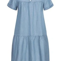 Stitch & Soul Damen Midi Puffer Kleid Knopfleiste Hinten Medium Blau Denim -Diven Art Verkäufe 21030968 2