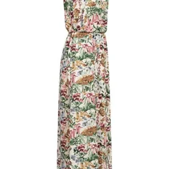 ONLY Damen NOOS Maxi Kleid Taillengummizug Blumen Print Cloud Dancer Beige Grün -Diven Art Verkäufe 21031086 2