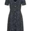 ONLY Damen NOOS V-Neck Mini Kleid Knopfleiste Bindedetail Vorne Night Sky Navy Blau -Diven Art Verkäufe 21031143