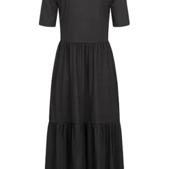 JACQUELINE DE YONG JDY By ONLY Damen NOOS Midi Longform Kleid In Faltenoptik Schwarz -Diven Art Verkäufe 21031211 2