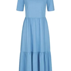 JACQUELINE DE YONG JDY By ONLY Damen NOOS Midi Longform Kleid In Faltenoptik Lichen Blau