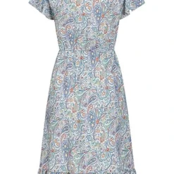 Hailys Damen V-Neck Kleid Mit Volant Paisley Print Blau -Diven Art Verkäufe 21031323 2