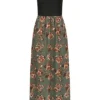 Styleboom Fashion Damen 2-Tone Maxi Kleid Blumen Muster Schwarz Khaki Grün 2 Styleboom Fashion Damen 2-Tone Maxi Kleid Blumen Muster Schwarz Khaki Grün -Diven Art Verkäufe 21036568