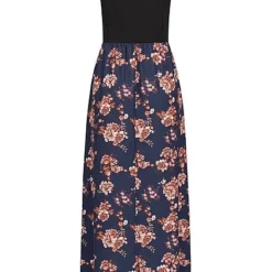 Styleboom Fashion Damen 2-Tone Maxi Kleid Blumen Muster Schwarz Navy Blau 7 Styleboom Fashion Damen 2-Tone Maxi Kleid Blumen Muster Schwarz Navy Blau -Diven Art Verkäufe 21036571 2