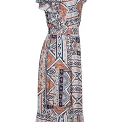 ONLY Damen V-Neck Midi Viskose Kleid Azteken Print Faded Denim Blau -Diven Art Verkäufe 21041979 1