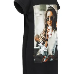 Cloud5ive Damen T-Shirt Kleid Woman Cup Print Schwarz -Diven Art Verkäufe 21046582 1