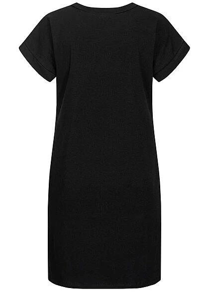 Styleboom Fashion Damen T-Shirt Kleid Woman Hat Print Schwarz 5 Styleboom Fashion Damen T-Shirt Kleid Woman Hat Print Schwarz – Bild 3