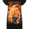 Styleboom Fashion Damen T-Shirt Kleid Woman Picture Print Schwarz -Diven Art Verkäufe 21046610