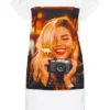 Styleboom Fashion Damen T-Shirt Kleid Woman Picture Print Weiss -Diven Art Verkäufe 21046611
